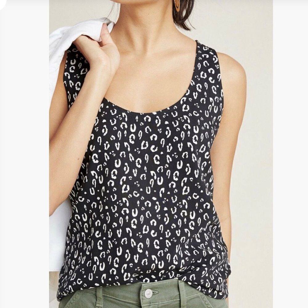 Anthropologie Dolan Animal Print Mixed Media Tank